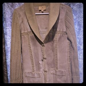 Vintage 1960s 60s Suede Cardigan Jacket Sweater